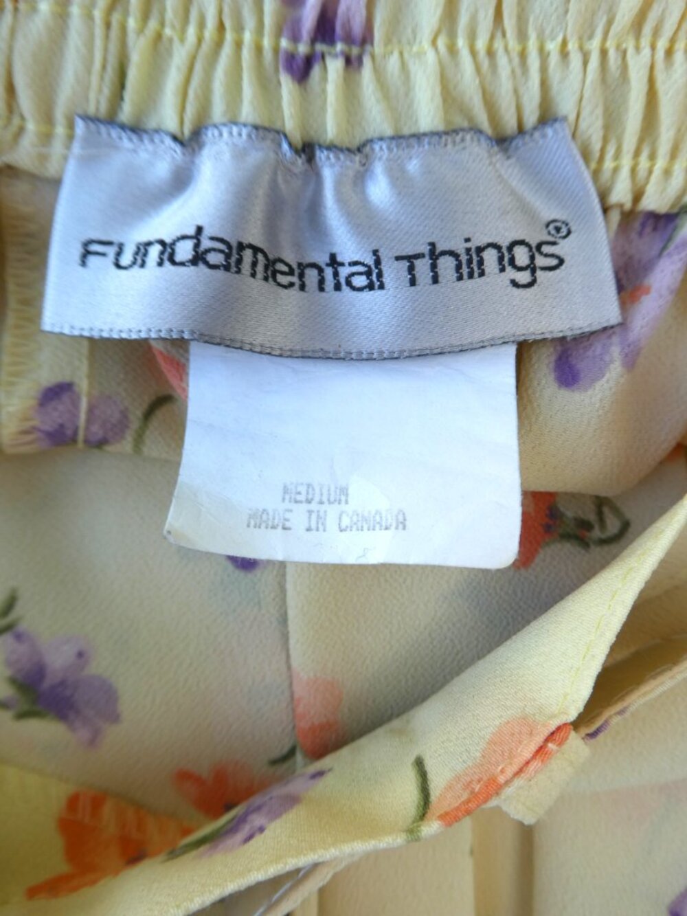 Vintage Fundamental Things Pale Yellow Ditsy Floral Midi Skirt Belted Pleats M - Picture 5 of 7